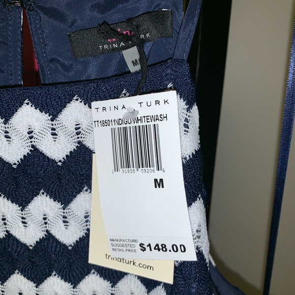 Trina Turk Navy & White Chevron Dress - Picture 2 of 3